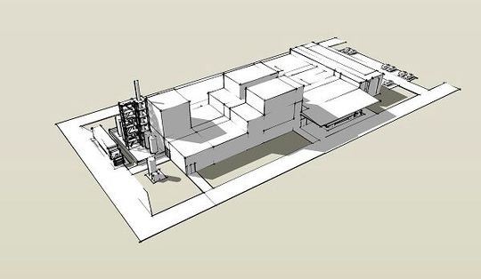 In Planung: Das Anlagenkonzept der Xylosolv-Extraktionsanlage in einer 3D-Skizzenansicht. Der Bau ist am Standort Bucha in Thüringen für 2025 vorgesehen. (Bild:  Jens-Peter Mendelsohn)