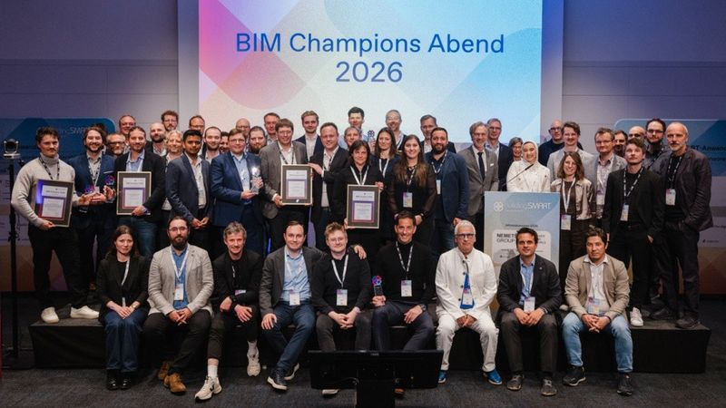 Beim BIM-Champions-Wettbewerb sichert sich Nevaris den Award in der Kategorie „Von der Planung bis in den nachhaltigen Betrieb".(Bild:  Building Smart Deutschland/Constantin Gastmann, Nevaris)