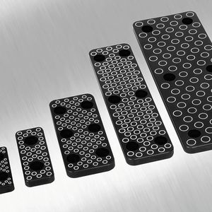 The thin profile of the wear plates allows more room for waterlines or other mould features.