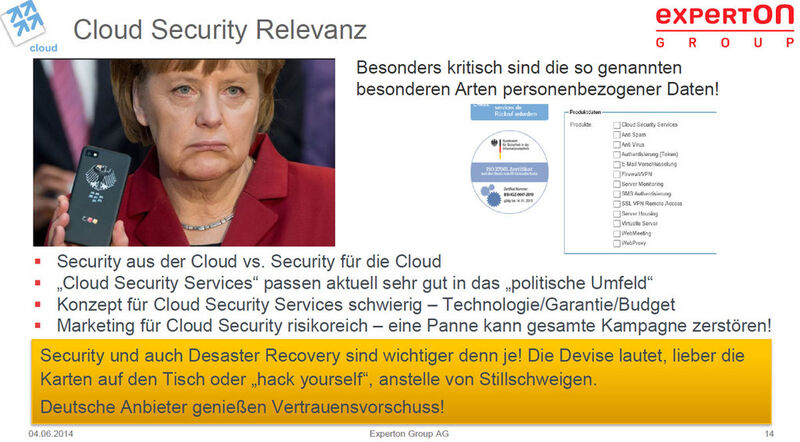 Fokus Security: Nicht nur seit dem Abhörskandal von Bundeskanzlerin Angela Merkel ist klar, dass personenbezogene Daten besonders schützenswert sind. Deutsche Anbieter genießen seit den Snowden-Enthüllungen zwar einen Vertrauensvorschuss, haben sich allerdings noch mehr davon versprochen. (Bild: Experton Group)