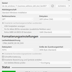 Rufus beginnt mit der Erstellung des USB-Sticks.(Bild:  Joos – Rufus)
