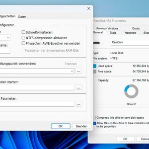 Erweiterte Einstellungen für die neue RAM-Disk.(Bild:  Joos – ImDisk)