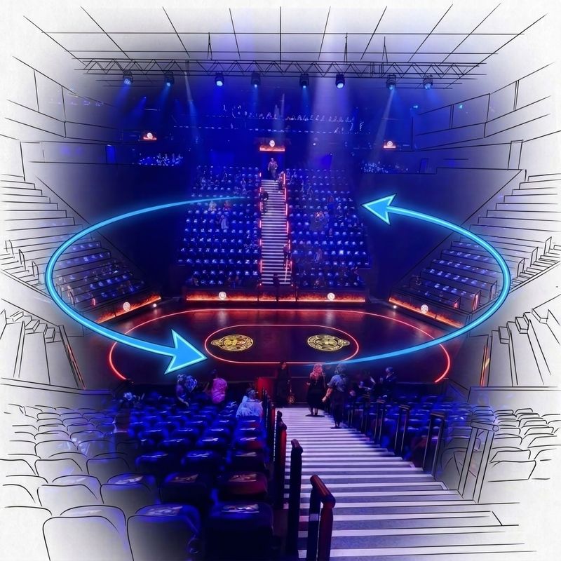 For “The Hunger Games: On Stage,” drive systems lift and move grandstand sections with a dynamic load of up to 26 metric tons—each section can accommodate up to 112 spectators.(Source:  Troubadour at the Canary Wharf Theatre)