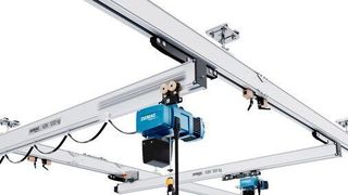Demag hat seinen Kranbaukasten KBK erweitert. Daraus herstellbare Systeme können jetzt kompakter werden, mehr Last tragen und sind leichter zu installieren, sagt das Unternehmen. (Demag)