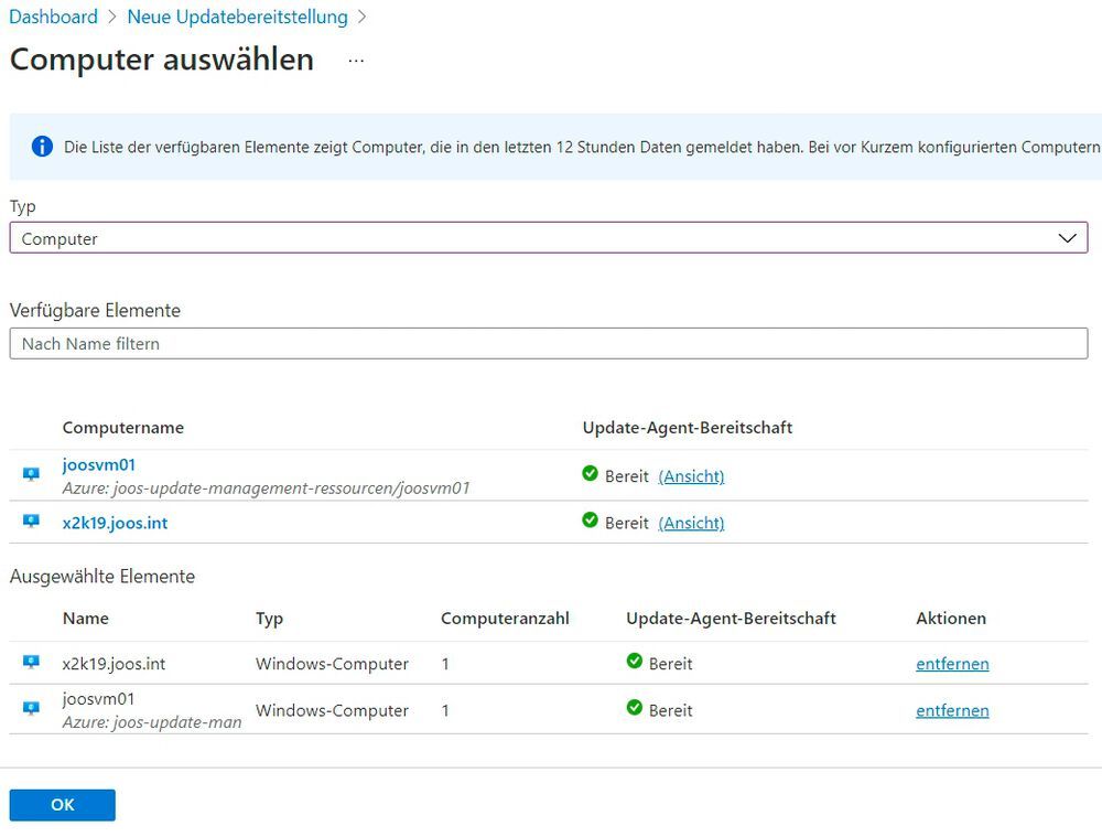 Patchmanagement für Linux und Windows als Azure-VM || Bild 2 / 8