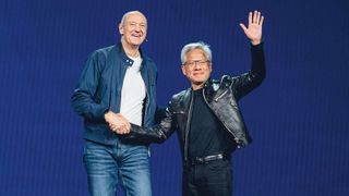 Siemens-CEO Roland Busch (li.) und Nvidia-CEO Jensen Huang: Häufig zusammen zu sehen auf internationalen Bühnen. (Bild: Siemens)