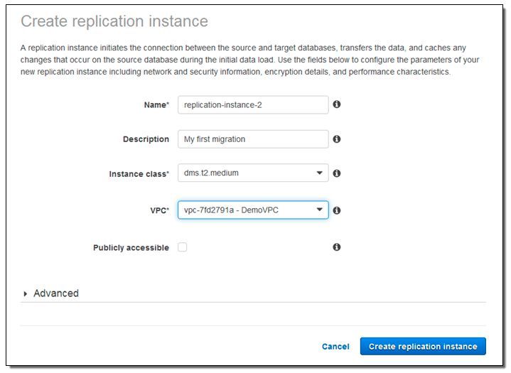Schritt für Schritt zur Migration, hier die Einrichtung einer Replikationsinstanz.  (Bild: AWS)