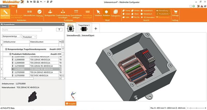 Dafür stehen im Weidmüller Configurator (WMC) 3-D-Modelle zur Verfügung.  (Weidmüller)