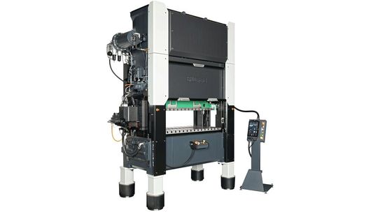Der BSTL 610-150 mit der neuen Steuerungsversion ist für die Komplettproduktion anspruchsvoller Stanzteile in der KI- und der Elektronikindustrie mit einer Vielzahl von Funktionen und Anforderungen vorbereitet.(Bild:  Bruderer)
