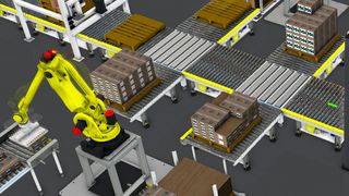 Mithilfe der flexiblen und offenen Simulationsplattform, die Robotik und Materialfluss vereint, können laut Hersteller die Unternehmen effizientere Produktionslinien entwerfen. (Visual Components)