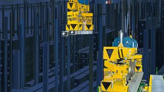 Prozesskrane besorgen beim Gerüstsystemhersteller Layher den Wareneingang sowie die Beschickung der Produktionsbereiche mit Rohrbunden. (Bild: Demag)