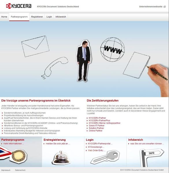 Ebenfalls im Stil eines Erklärvideos wird interessierten Kunden das Partnerprogramm von Kyocera erklärt. Konzept und Konditionen des Programms werden auf diese Weise spielerisch und gut verständlich präsentiert. (Bildquelle: KYOCERA)