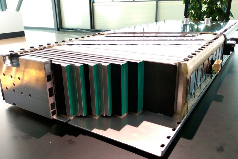 Der Lithium-Ionen-Akku hat eine Kapazität von 80 Kilowattstunden. Er besteht aus zwei Modulen mit jeweils 48 und vier Modulen mit 72 Zellen. Die Maximalspannung beträgt 405 Volt, die Nominalkapazität 230 Amperestunden. (Bild: Thomas Günnel)