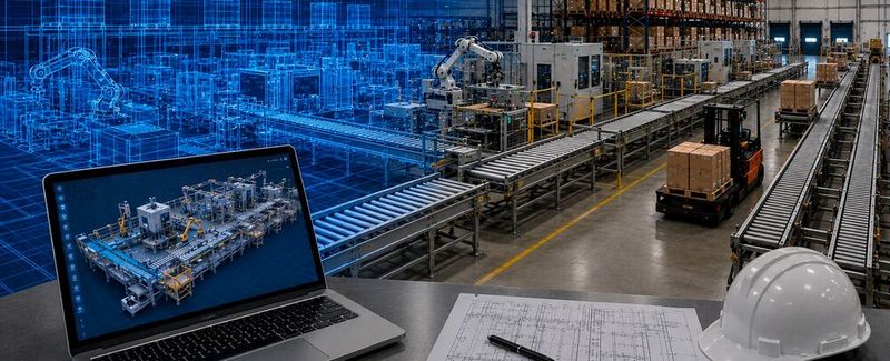 If the future storage and material flow structure of a plant site needs to be planned, the digital planning twin can demonstrate whether the structure works even under peak loads or with a changed product mix.(Image: AI-generated)
