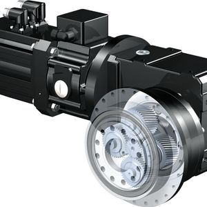 Securely stop vertically moved loads: Servo geared motors with planetary gear and integrated second brake.(Image: Stöber)