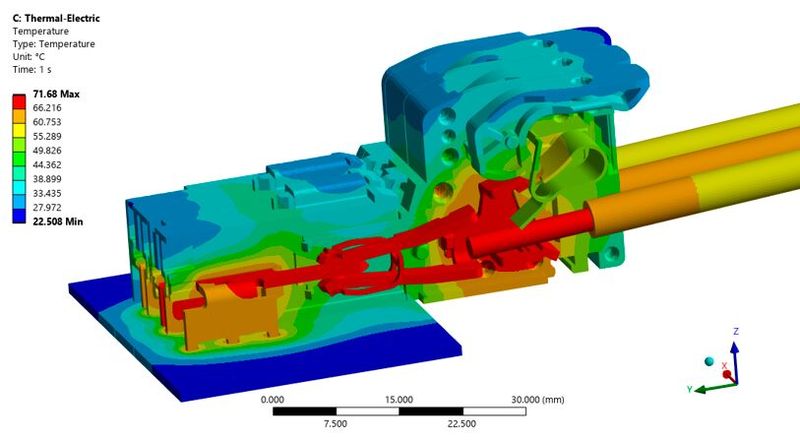 3D-FEM-Modelle sind detailliert, groß und rechenintensiv. Dank ROM und der Unterstützung von Cadfem ist es Wago gelungen, einen E-Shop für die Thermosimulation aufzubauen. (Bild:  WAGO)