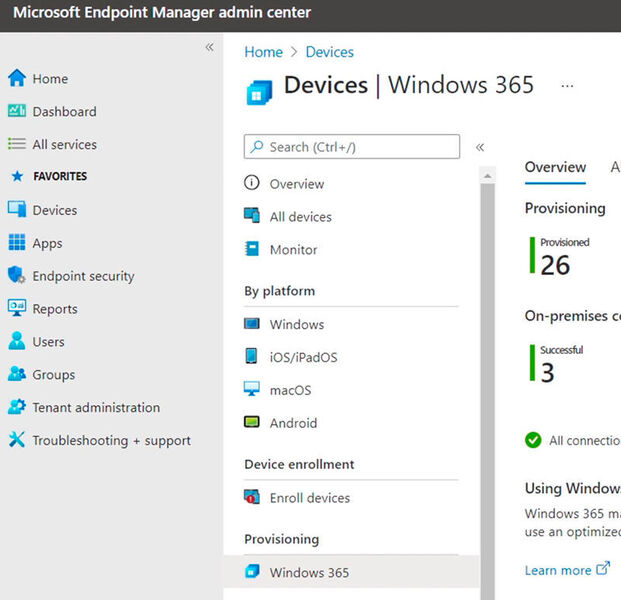 Die Verwaltung von Windows 365 kann auch mit Microsoft Endpoint Manager aus der Cloud erfolgen. (Joos/Microsoft)