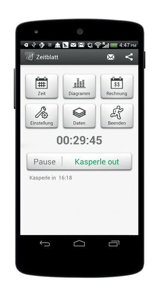 Abrechnungen erstellen mit der App Zeiterfassung: Nachverfolgen der Arbeitszeit, Eintragen von Stundensätzen, Erstellung von Rechnungen. (Flyacts GmbH)