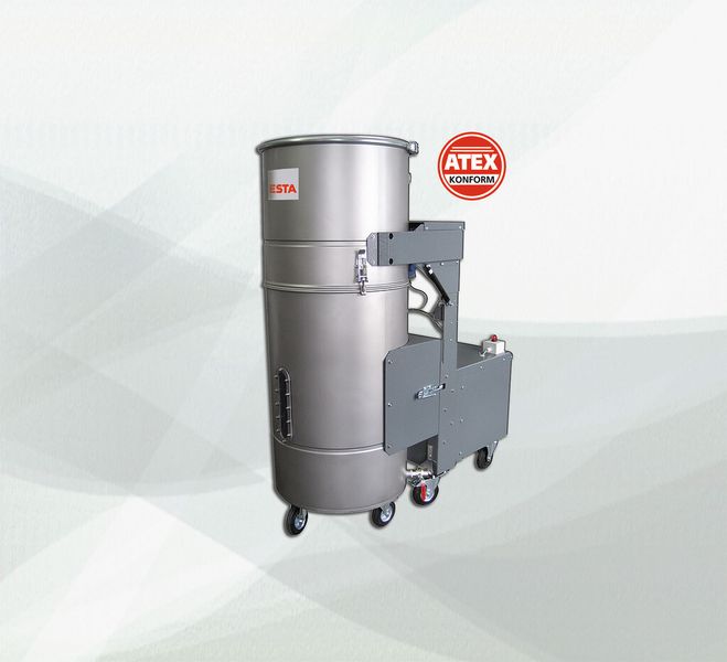 Bild 2: Die geprüften mobilen und stationären Nassabscheider binden Stäube durch Benetzung mit Wasser und führen das entstehende Wasserstoffgas kontrolliert ab. (Bild: Esta)