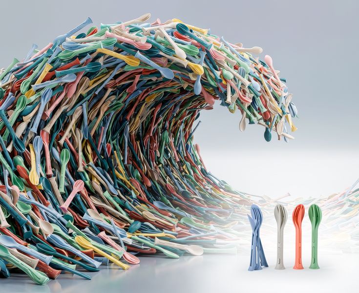 Der Sonderpreis „Plagiats-Tsunami“ geht an die Besteck-Sets „KLIKK“ und „KLIKK POCKET“ – Wie eine Tsunamiwelle überfluten Billigplagiate die erfolgreichen Koziol Besteck-Sets „KLIKK“ und „KLIKK Pocket“. Die Original-Bestecke sind kompakt, robust und werden bei Koziol in Erbach/Odenwald hergestellt. Das Material ist spülmaschinengeeignet, lebensmittelecht und 100% recycelbar. Die Bestecke wurden seit ihrer Markteinführung zig-fach kopiert und unzählige Nachahmer und Onlinehändler abgemahnt. Besonders uneinsichtig: Der Plattformbetreiber Alibaba.com: Nach Hinweis auf den EU-weiten Designschutz werden rechtsverletzende Angebote zwar entfernt, aktiv und automatisch durch KI unterbunden werden sie aber nicht. Trotz wöchentlichem „Notice-and-Take-Down“ unzähliger Plagiate durch Koziol dürfen Händler problemlos immer wieder dieselben Plagiate mit denselben Werbetexten und -fotos einstellen. Das zeigt das geringe Interesse und den mangelnden Willen zur Prävention seitens Alibaba. Die instabilen Billigplagiate liegen 80 bis 95% unter dem Originalpreis. Ob sie hinsichtlich Material und Sicherheit den europäischen Vorschriften entsprechen, ist mehr als fragwürdig. (Bild: KI-generiert)