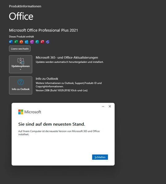 Die Update-Funktion von Office-Programmen zeigt an, wenn eine Aktualisierung erfolgt ist. (Bild: Microsoft - Joos)