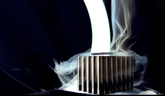 Image 2: This view is considered by DAP as visible proof that the YBCO material is indeed a superconductor! It is the Meissner experiment. If everything works, the material will levitate after being cooled below -196 °C (-321°F).(Image: RWTH DAP)