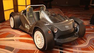 «Strati», ein tiefer gelegter Elektro-Zweisitzer aus dem Drucker, vorgestellt am 14.01.2015 auf der Detroit Auto Show. Mehr Bilder über den «Strati» und das Projekt finden Sie hier in der Bildergalerie (Bild: NAIAS North American International Auto Show)