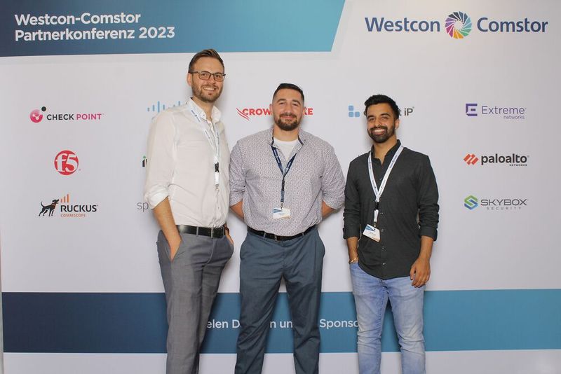 (V. li.) Florian Pehlke (AirIT Systems), Julian Dietz (Westcon) und Kumar Love (AirIT Systems ). (Bild: Westcon-Comstor)