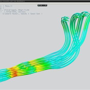 2 Synchronous Technology Design Tools  ... ermöglichen es Anwendern aus der technischen Berechnung, schnell Fluid-Domain-Volumen, in diesem Fall eines Abgaskrümmers, zu erzeugen. Das Fluid-Domain wurde anschließend genutzt, um eine CFD Flussanalyse in NX Flow zu generieren und wurde dann im NX-CAE-Postprozessor als Streamline plot dargestellt. Bilder: Siemens PLM Software