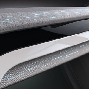 Matrix LEDs hinter gewölbter Stoff-Struktur. (Bild:  Preh)