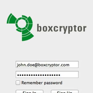 Der Login-Bildschirm von Boxcryptor für Mac OS X