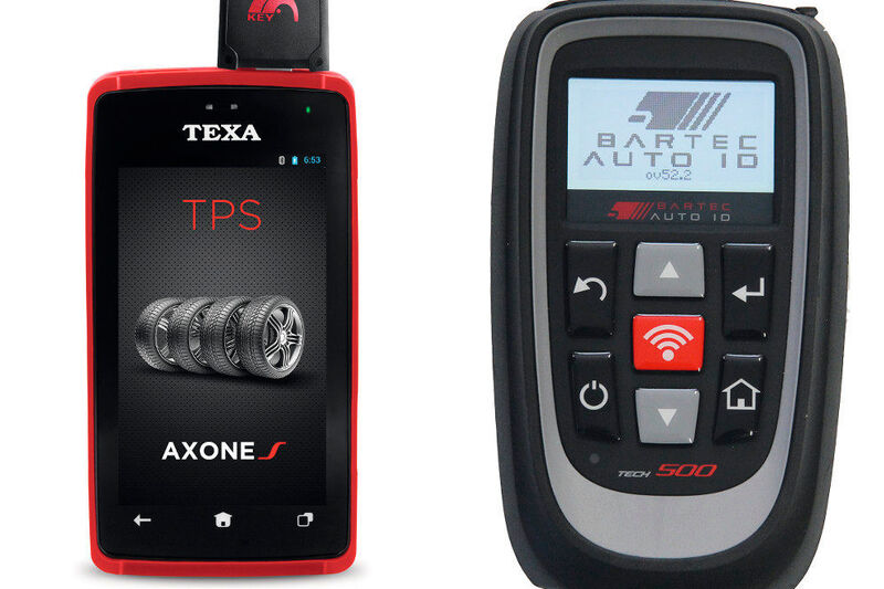 Texa bietet das Diagnosegerät Axone (li.) auch in einer Ausführung für RDKS an. Das Tech 500 von Bartec (re.) bietet eine hohe Abdeckungsrate bei den Sensoren und lässt sich leicht bedienen. (Texa/Bartec)