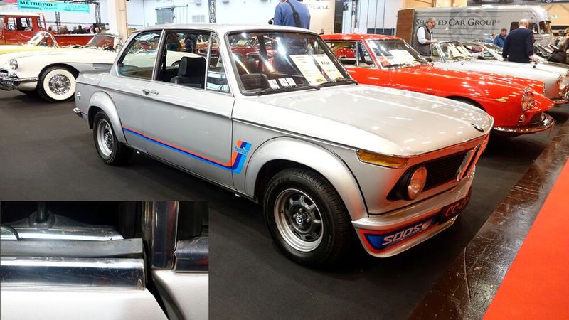 So mancher Oldtimerhändler ist schmerzfrei: ein BMW 2002 Turbo zum Preis von 150.000 Euro und vergammlte, mit der Kneifzange bearbeitete Zier-/Schachtleisten – Respekt! (Bild: Dominsky – VCG)