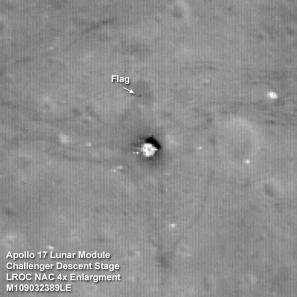 Landeplatz von Apollo 17, Bild von Lunar Reconnaissance Orbiter im Jahr 2009. (Bild: Nasa)