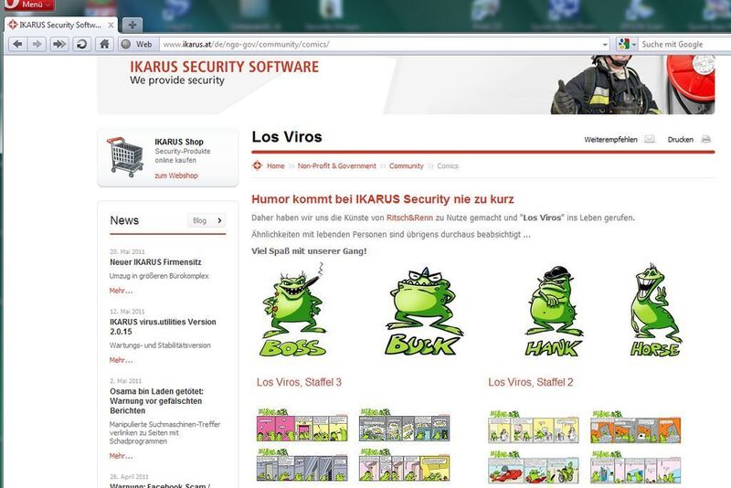 Die Webseite von Ikarus präsentiert „Los Viros“, … (Archiv: Vogel Business Media)