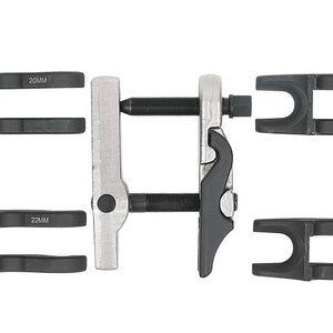 Im Lieferumfang des Kugelgelenkausdrückersatzes  von KS-Tools sind fünf Gabeleinsätze in den Maßen 20, 22, 24, 27 und 30 Millimeter enthalten.