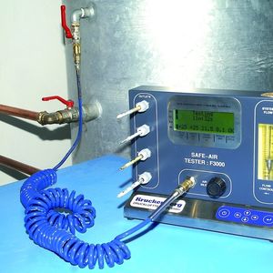 Bild 1: Das Gerät kann den Gehalt an Wasser, Öl, Kohlenmonoxyd und Kohlendioxyd in der Druckluft bestimmen: der Safe-Air-Tester F 3000 der englischen Firma Factair.
