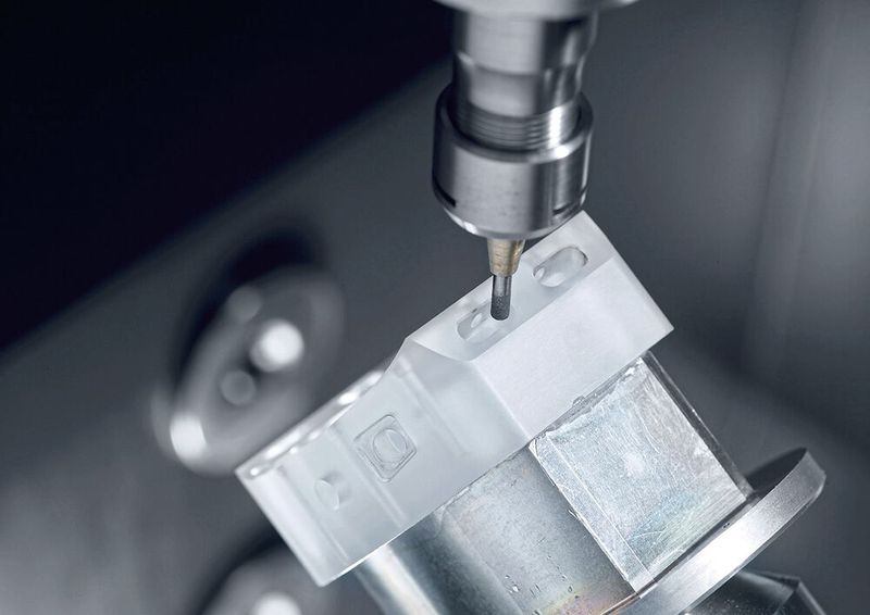 Die Ultrasonic 20 linear 3. Generation revolutioniert das ultraschallgestützte Fräsen und (optional) Schleifen von Advanced Materials wie hier ein Uhrengehäuse aus Glas. (Bild: DMG Mori)