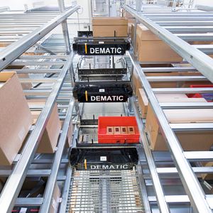 Im viergassigen Multishuttle-Kommissionierlager bei Mammut kommt je Regalebene ein eigener Shuttle und je Gasse ein eigener Lift zum Einsatz.