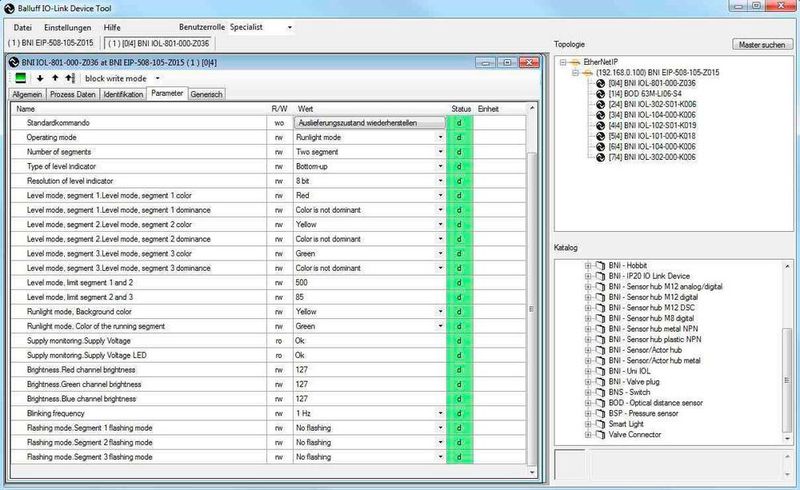 Über die Software ist das IO-Link-Device einfach zu parametrieren. (Bild: Balluff)