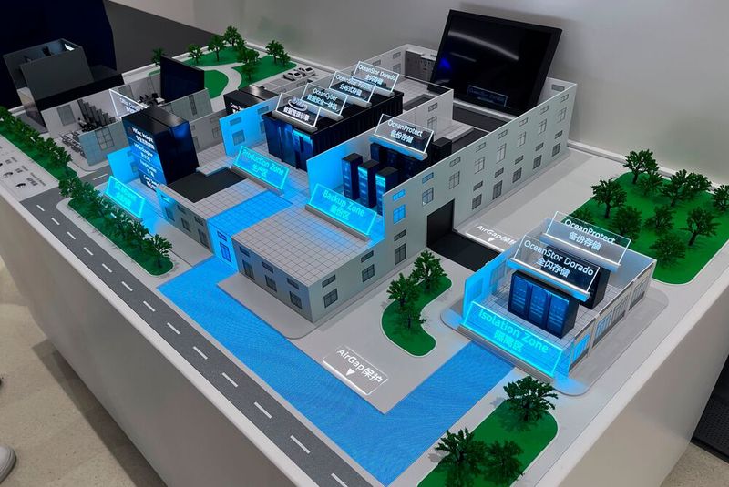 Abbildung 38: Eine wichtige Voraussetzung für die Umsetzung jeglicher Anwendungen ist der Bereich Security. Hier ist ein Beispiel aus einem der Showrooms von Huawei in Xiliu Beipocon zu sehen.  (Bild: uo/ Vogel IT-Medien GmbH)