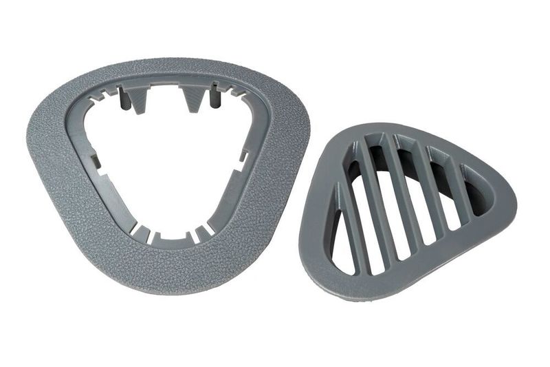 Das mit dem Figure-4-Rigid-Gray gedruckte Lüftungsteil verfügt über eine Oberflächenstruktur die mit der von spritzgegossenem Kunststoff vergleichbar ist. (3D-Systems)
