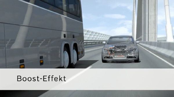 ... unterstützt der Elektromotor den Verbrennungsmotor kurzzeitig ... (Bosch)