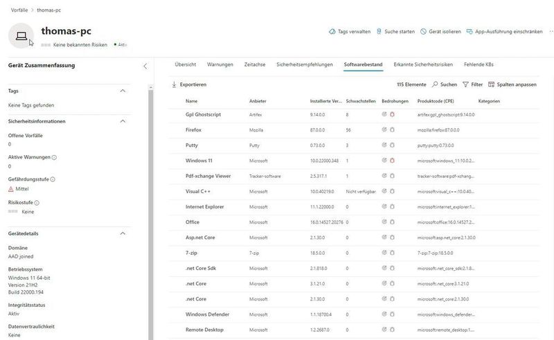 Auch das Betriebssystem auf den Clients lässt sich mit Microsoft 365 Defender schützen. (Joos)