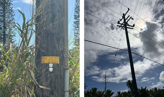 Power lines transmitted electrical oscillations back and forth on 33-mile-wide Kauai island. The oscillations compelled Kauai Island Utility Cooperative to study its grid stability and, with NLR, deploy stabilizing controls with battery systems. (Source:  Connor O’Neil, National Laboratory of the Rockies)