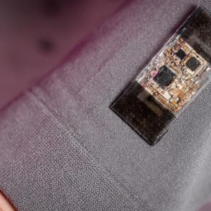 The wearable system glued onto a cloth armband.(Source:  David Baillot/ UC San Diego Jacobs School of Engineering)