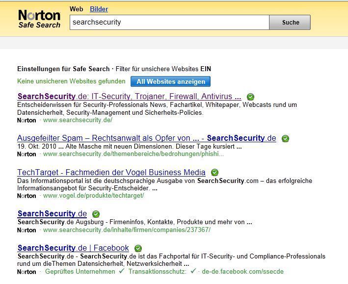 Eine typische Lösung, hier von Norton, die als Browser-Plugin für die Sicherheitsüberprüfung von Suchergebnissen sorgt. (Archiv: Vogel Business Media)