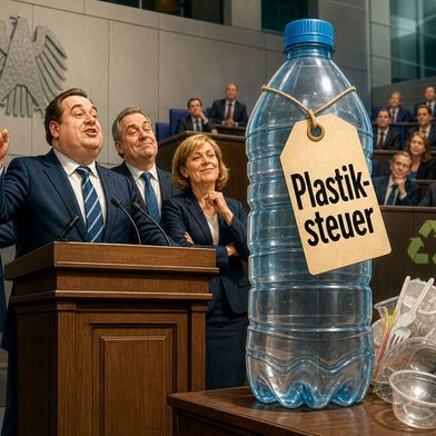 Statt den Unternehmen das Leben etwas leichter zu machen, denkt die Politik auch noch über eine zusätzliche Plastiksteuer auf Verpackungen nach. Das soll Geld in die Staatskassen spülen und auch noch Hunderte von neuen Jobs beim Zoll bringen. Vier Verbände stemmen sich dagegen ... (Bild: KI-generiert)