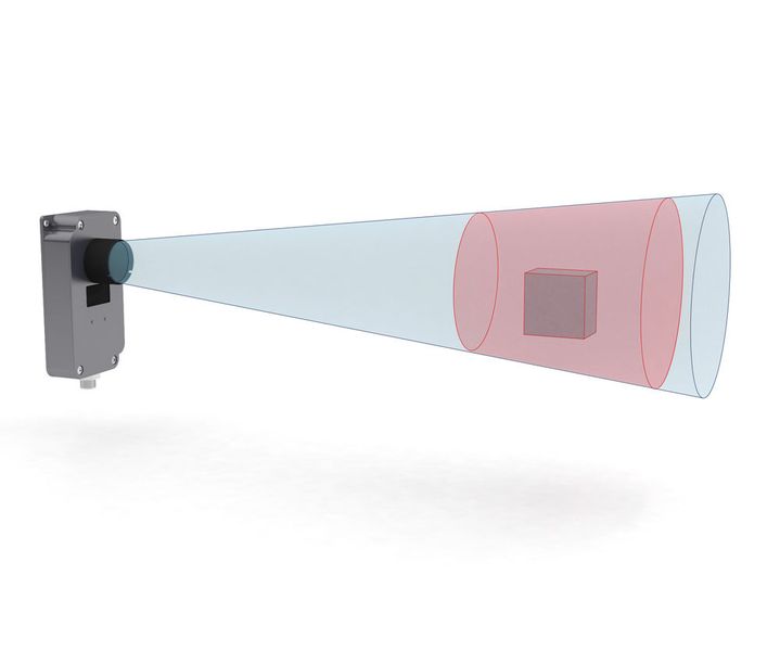 Lidar-Sensor: Das Bild zeigt den Sensor mit einem Segment. Objekte und Distanzen lassen sich bis zu einer Entfernung von zehn Meter erkennen. Streulicht, Regen, Nebel, Schnee, Wasserdampf oder Staub spielen bei der Erkennung keine Rolle. (Bild: Proxitron)