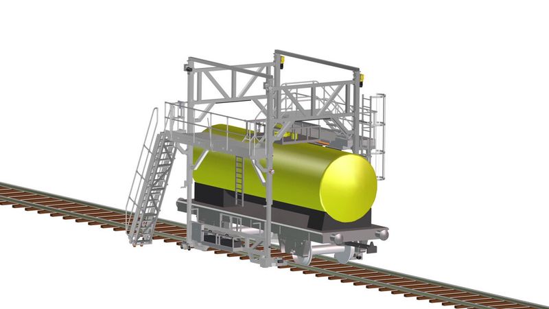 3D-Illustration des mobilen Dacharbeitsstandes der Günzburger Steigtechnik. (Bild: Günzburger Steigtechnik)